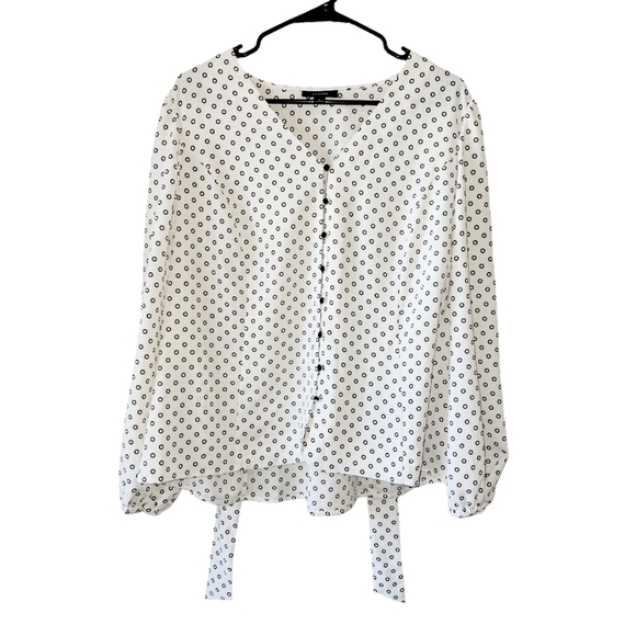 Alfani Chiffon V-Neck Waist Tie Longsleeve Blouse - Picture 1 of 5